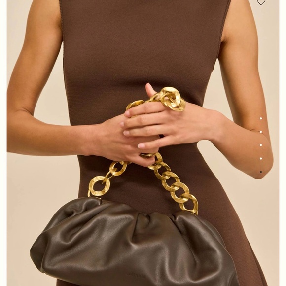 Cult Gaia Brown Dulce Shoulder Bag with Gold Chain Strap NWT - Picture 5 of 8